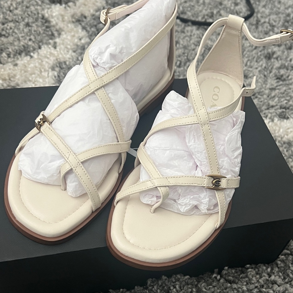 Chalk Leather Sandals 7.5